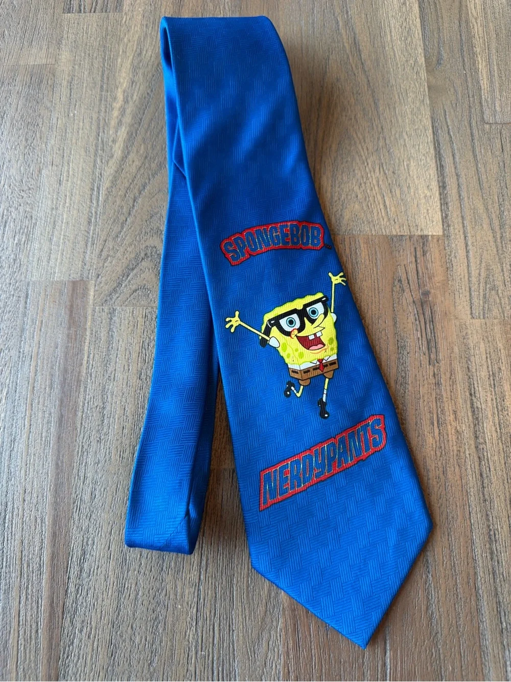 Vintage SpongeBob SquarePants Nickelodeon Blue Silk Necktie 3.75” Wide Cartoon